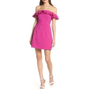 French Connection Whisper Light Off the Shoulder Ruffle Minidress Size 4